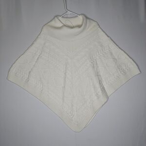 Talbots Cable Knit Poncho Cape Sweater Womens 2X Cowl Cream Acrylic Cotton NWT